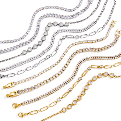 Dazzling CZ Tennis & Paperclip Link Bracelet Collection