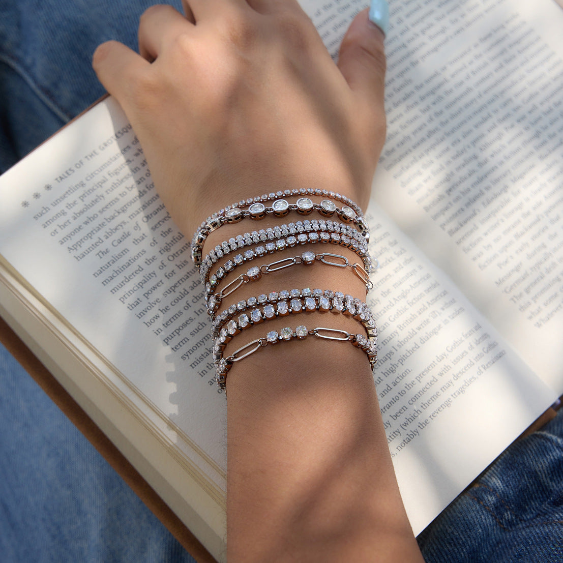 Dazzling CZ Tennis & Paperclip Link Bracelet Collection — view 3