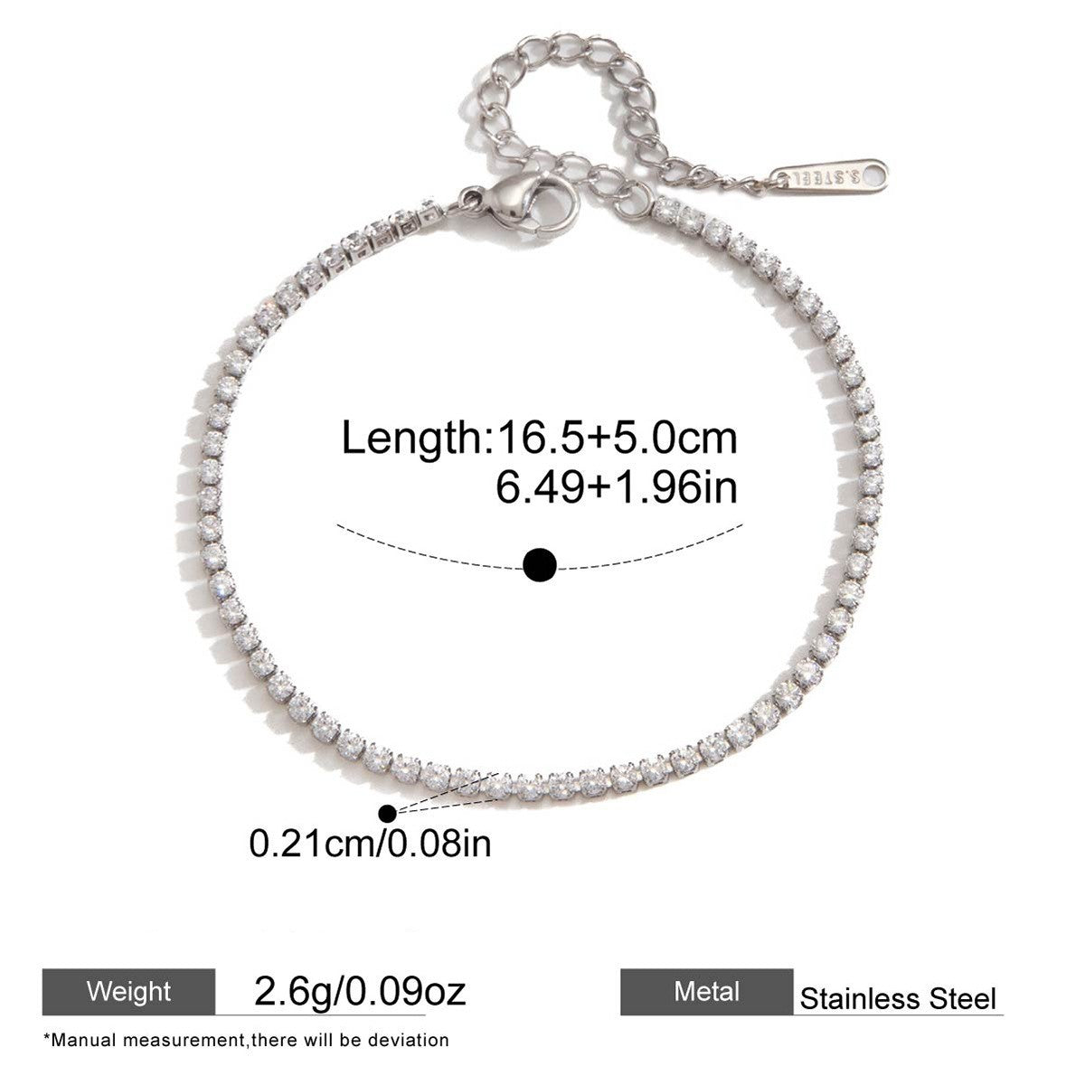 Dazzling CZ Tennis & Paperclip Link Bracelet Collection — 20 Cents Adjustable · Silver