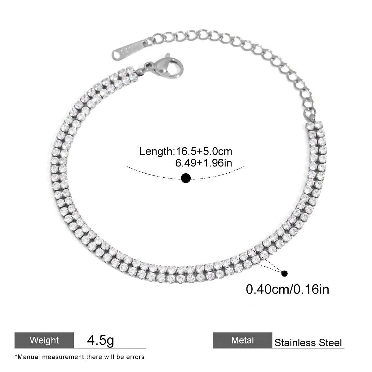 Dazzling CZ Tennis & Paperclip Link Bracelet Collection — Double Line · Silver