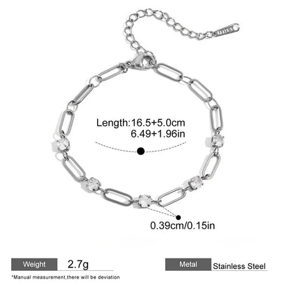 Dazzling CZ Tennis & Paperclip Link Bracelet Collection — Paper Clip 1CZ · Silver