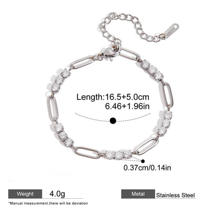 Dazzling CZ Tennis & Paperclip Link Bracelet Collection — Paper Clip 3CZ · Silver