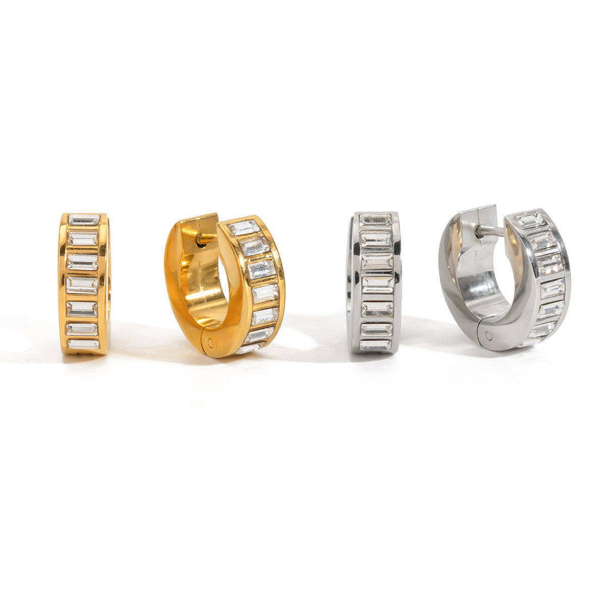 Baguette Huggie Hoop Earrins Collection
