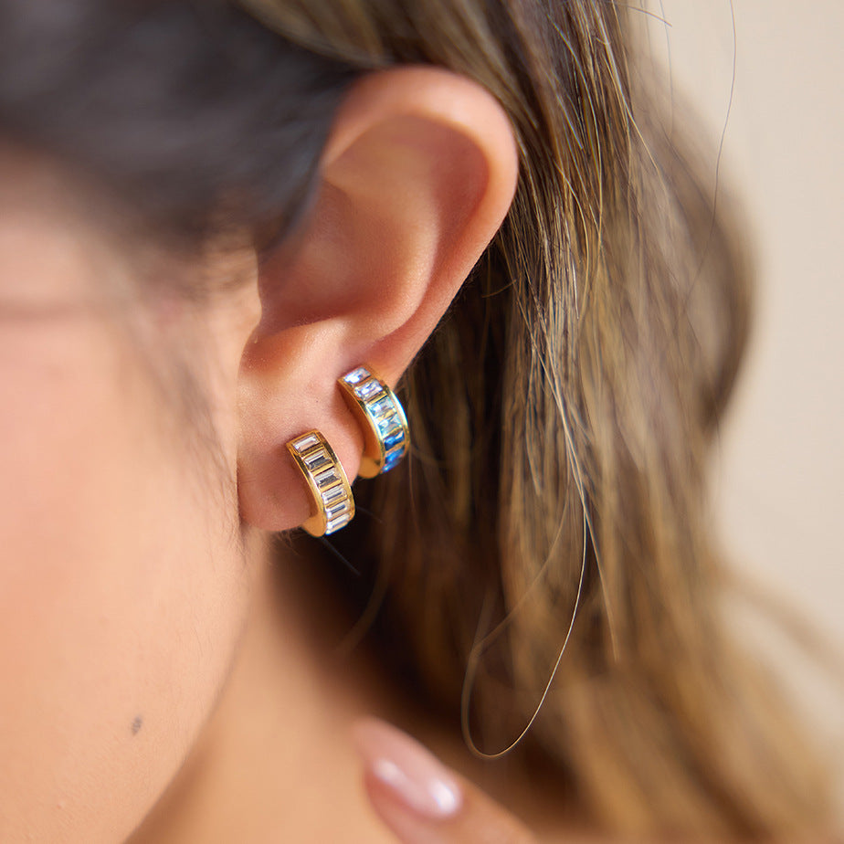 Baguette Huggie Hoop Earrins Collection — view 4