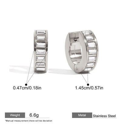 Baguette Huggie Hoop Earrins Collection — A Baguette Huggie Hoops · Silver