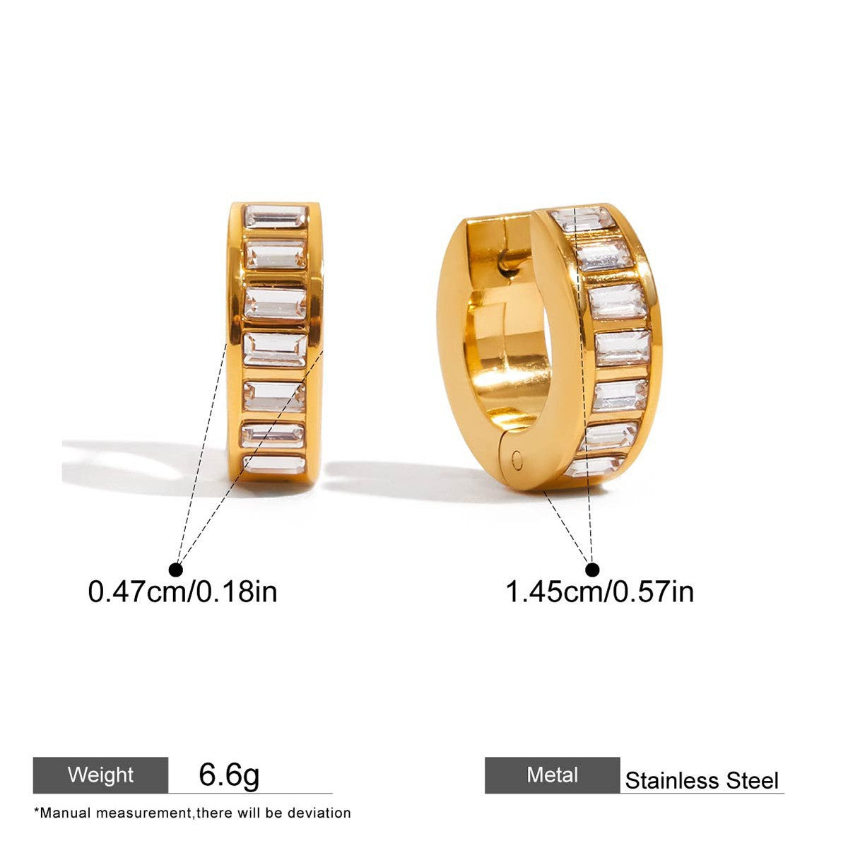 Baguette Huggie Hoop Earrins Collection — B Baguette Huggie Hoops · Gold