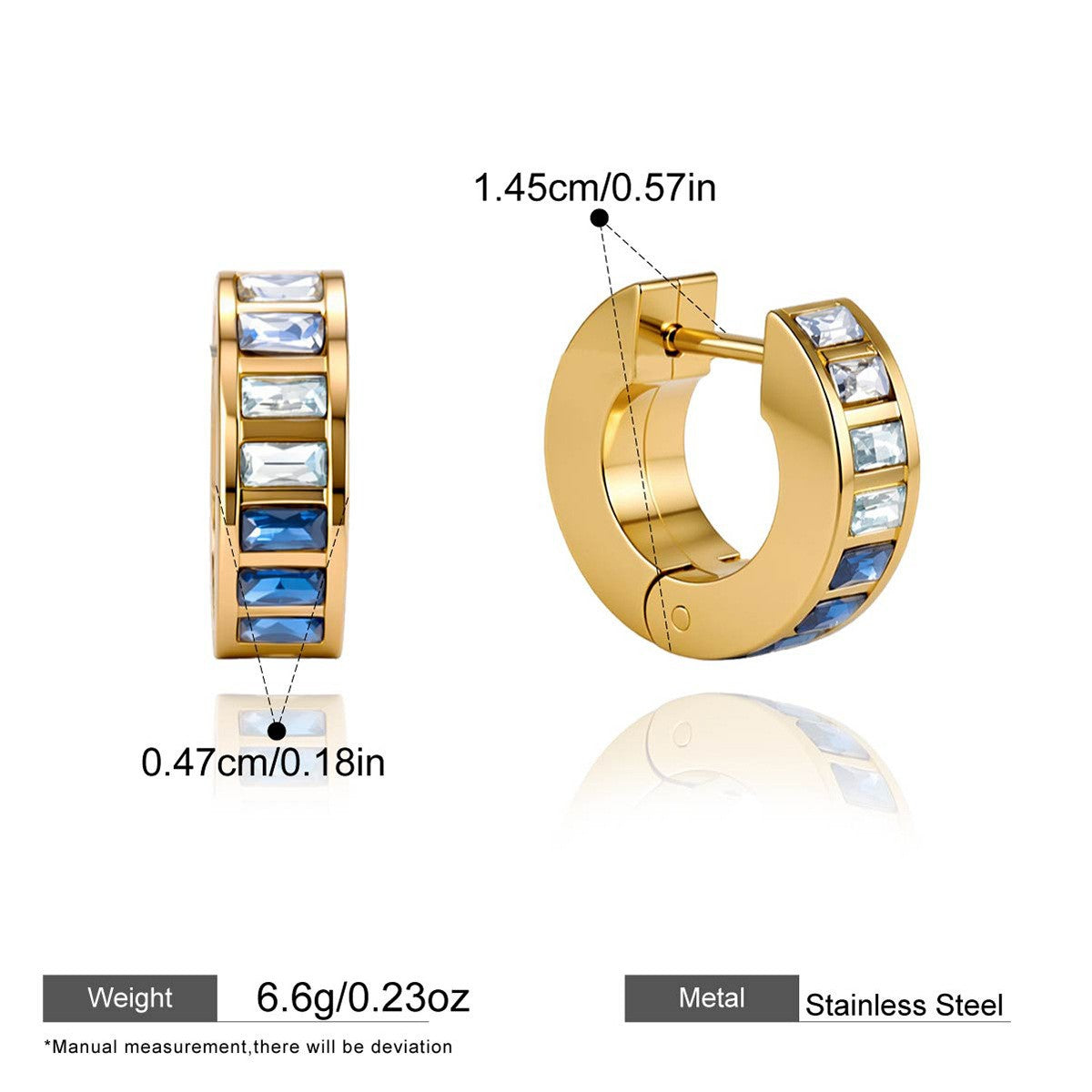 Baguette Huggie Hoop Earrins Collection — D Baguette Huggie Hoops · Gold