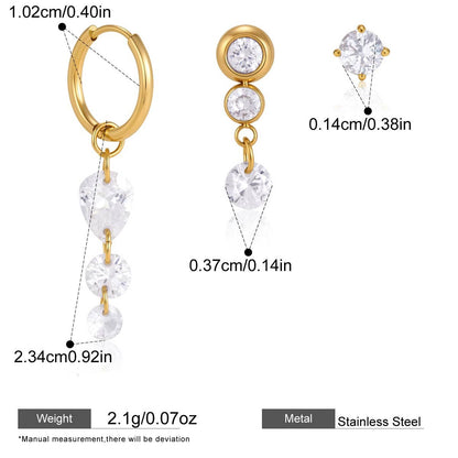 Geometric Cubic Zirconia Drop Earring Collection — Triple Drop Hoop Earrings · Gold