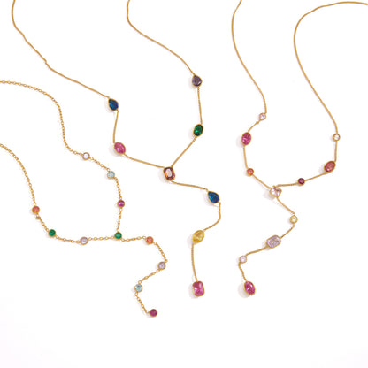 Dopamine Colorful Cubic Zirconia Y-Necklace Collection
