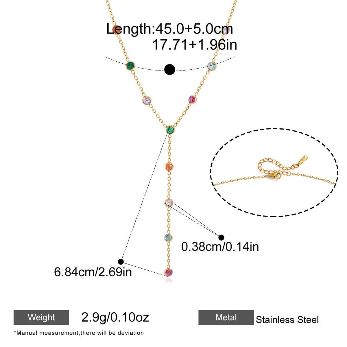 Dopamine Colorful Cubic Zirconia Y-Necklace Collection — Enchanted Garden · Kaleidoscope Y-Necklace · Gold