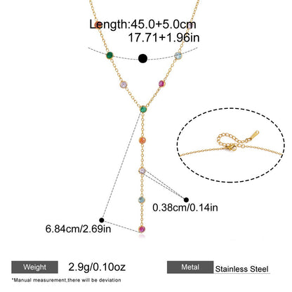 Dopamine Colorful Cubic Zirconia Y-Necklace Collection — Enchanted Garden · Kaleidoscope Y-Necklace · Gold