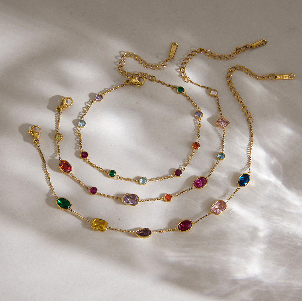 Dopamine Colorful Cubic Zirconia Scatter Bracelet Series — view 5