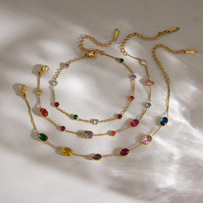 Dopamine Colorful Cubic Zirconia Scatter Bracelet Series — view 5