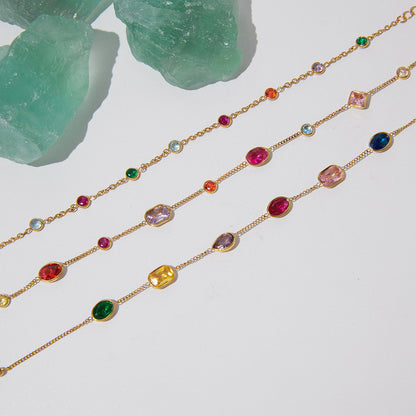 Dopamine Colorful Cubic Zirconia Scatter Bracelet Series — view 4