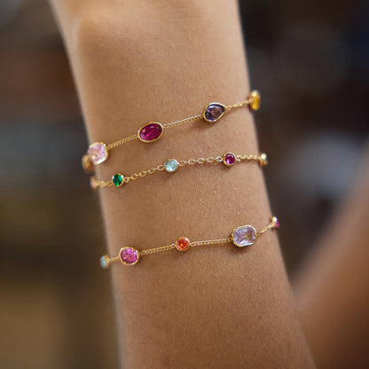 Dopamine Colorful Cubic Zirconia Scatter Bracelet Series — view 3