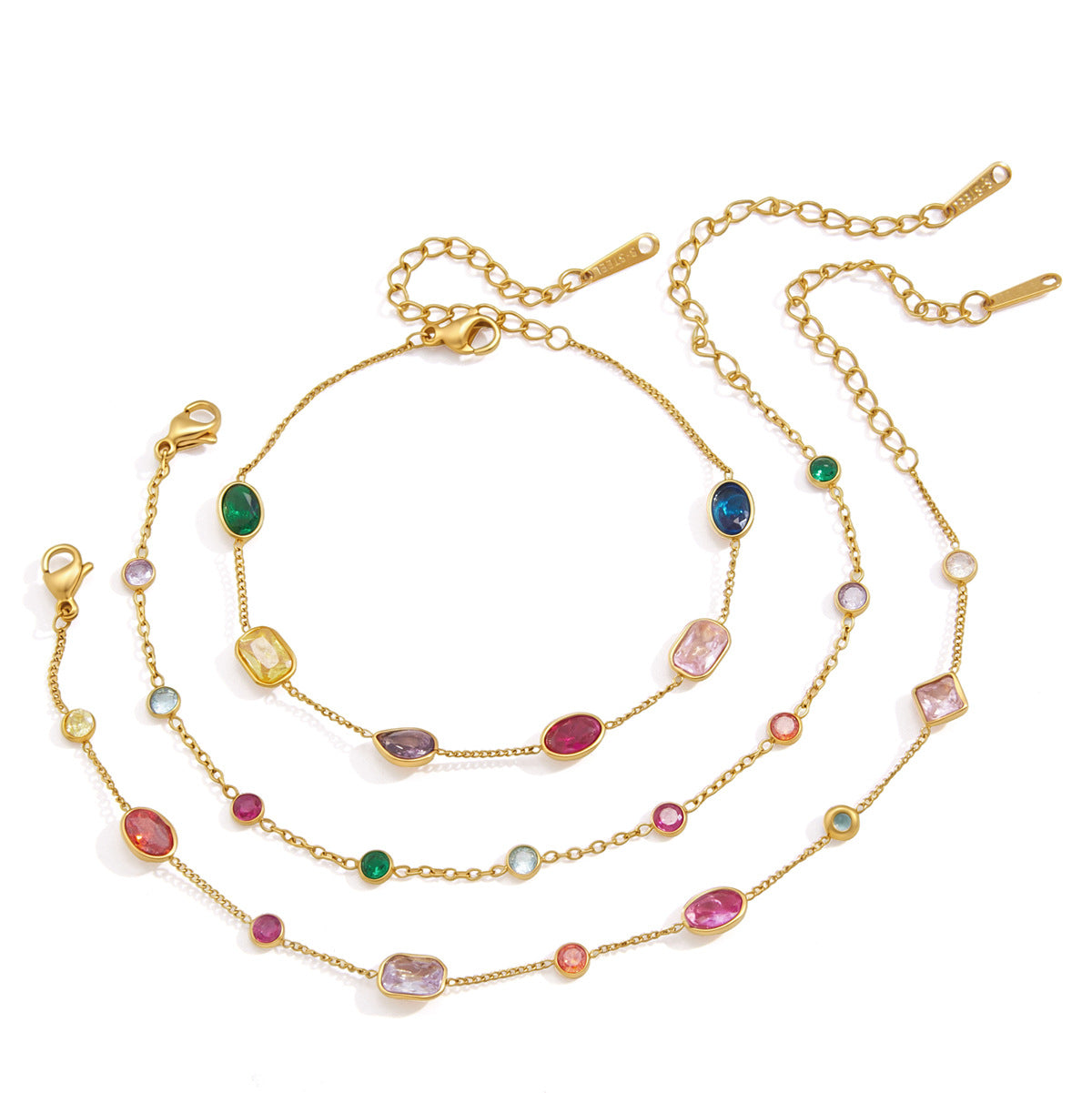 Dopamine Colorful Cubic Zirconia Scatter Bracelet Series
