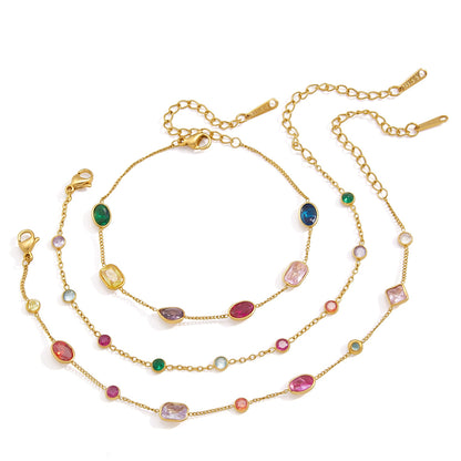 Dopamine Colorful Cubic Zirconia Scatter Bracelet Series
