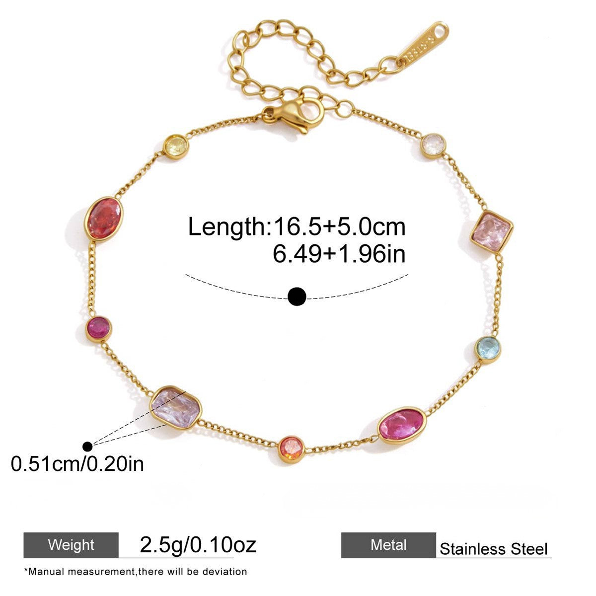 Dopamine Colorful Cubic Zirconia Scatter Bracelet Series — Sunset Glow · Warm-Toned · Gold