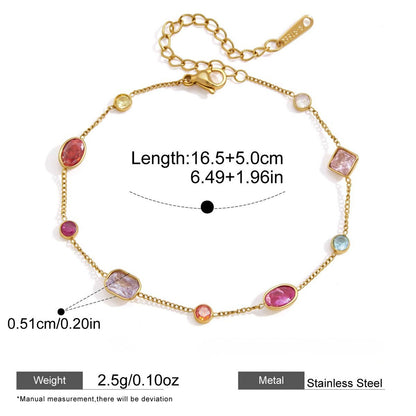 Dopamine Colorful Cubic Zirconia Scatter Bracelet Series — Sunset Glow · Warm-Toned · Gold