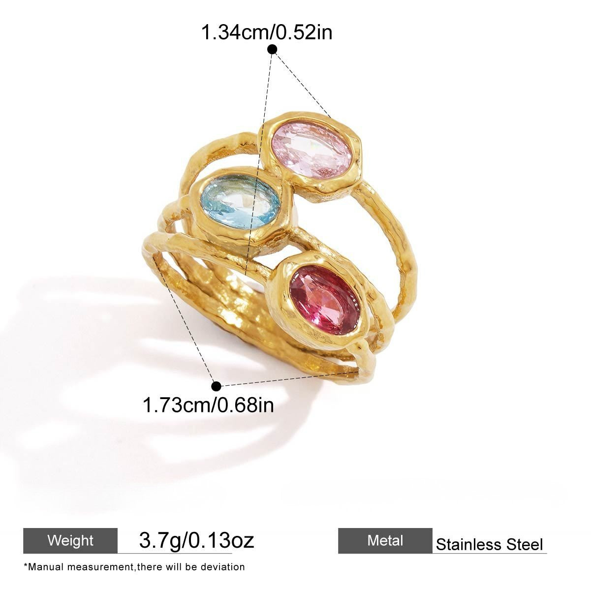 Byzantine Hammered Ring Collection — Triple Band Hammered Ring · Gold · 7