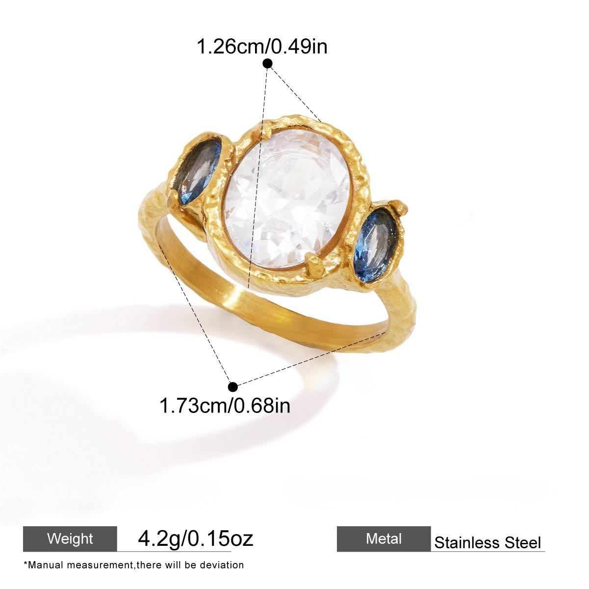 Byzantine Hammered Ring Collection — Brilliant Trio Solitaire Ring · Gold · 7