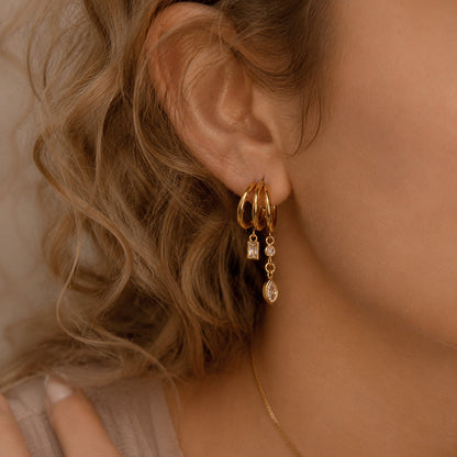 Double Hoop Drop Earrings with CZ Tassel Vintage Collection — view 3