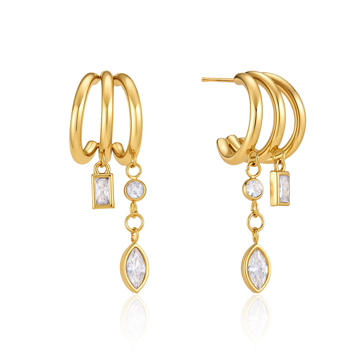 Double Hoop Drop Earrings with CZ Tassel Vintage Collection — view 5