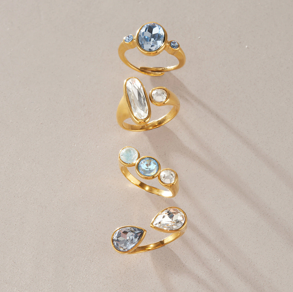 Azure Light Stainless Steel CZ Ring Collection — view 5