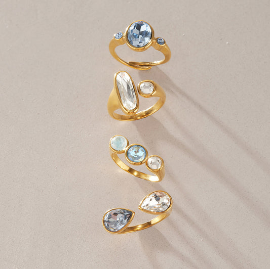 Azure Light Stainless Steel CZ Ring Collection — view 5