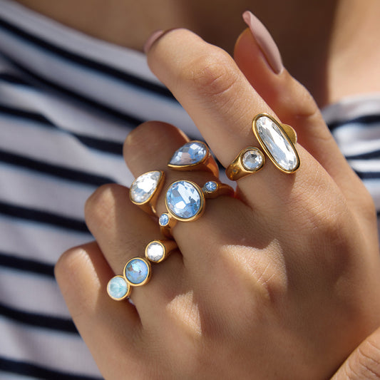 Azure Light Stainless Steel CZ Ring Collection — view 3