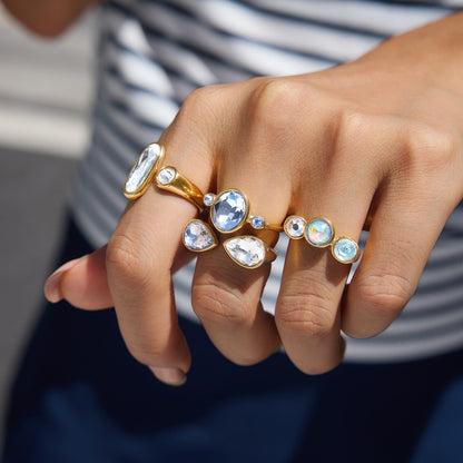Azure Light Stainless Steel CZ Ring Collection — view 2