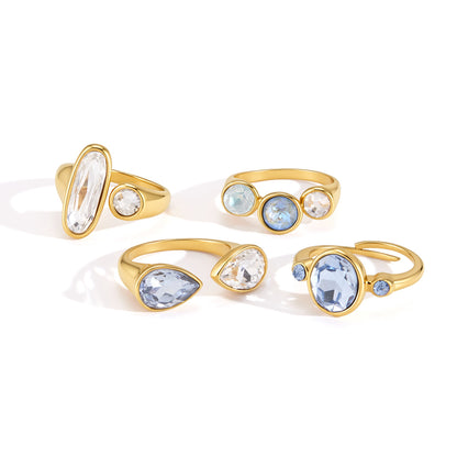Azure Light Stainless Steel CZ Ring Collection