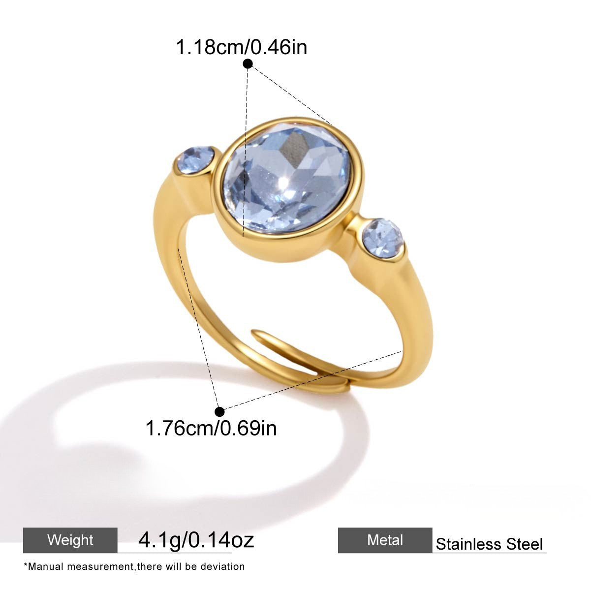 Azure Light Stainless Steel CZ Ring Collection — Azure Trio Bezel Ring · Gold