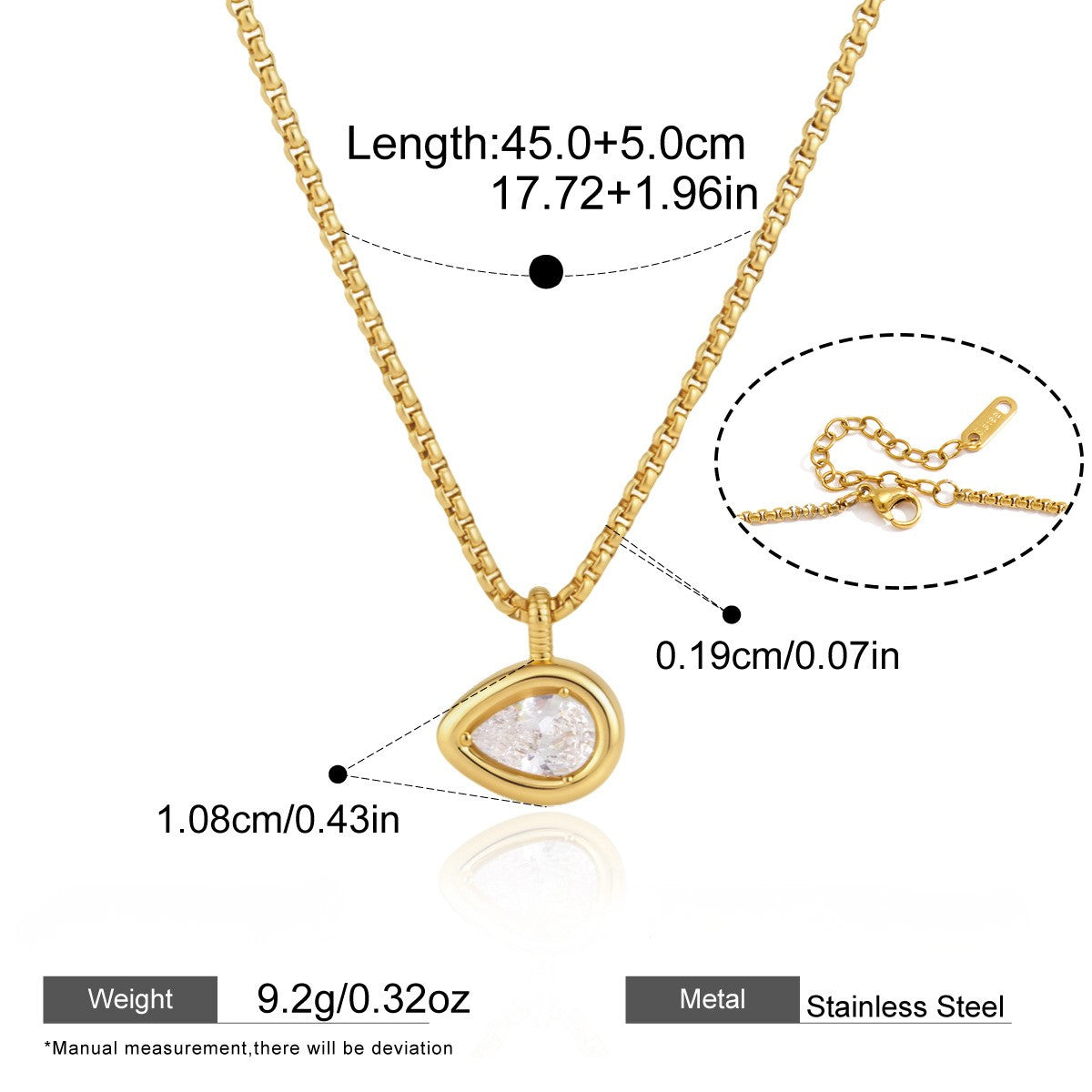 Geometric Solitaire Necklace Collection — Pear Cut Bezel-Set · Gold