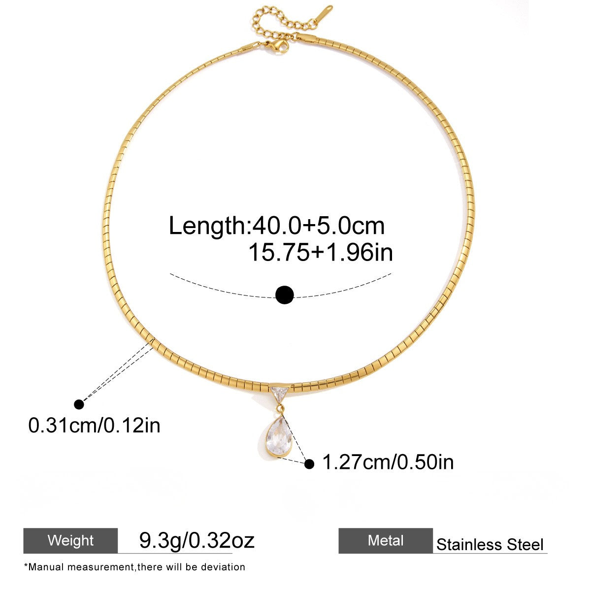 Luminous Box Chain Necklace Series — Triangle & Teardrop Pendant Chain · Gold