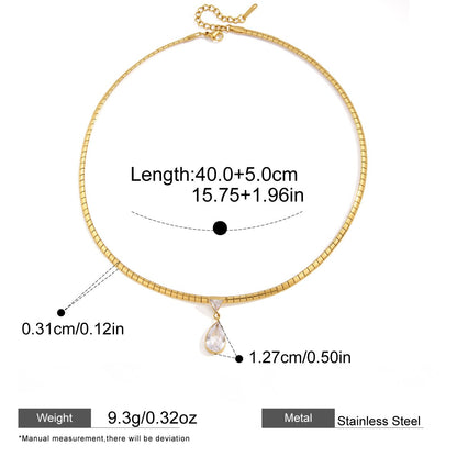 Luminous Box Chain Necklace Series — Triangle & Teardrop Pendant Chain · Gold