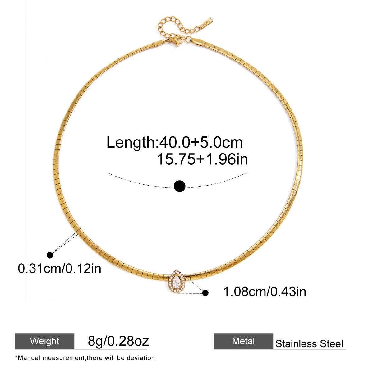 Luminous Box Chain Necklace Series — Halo Teardrop Box Chain · Gold