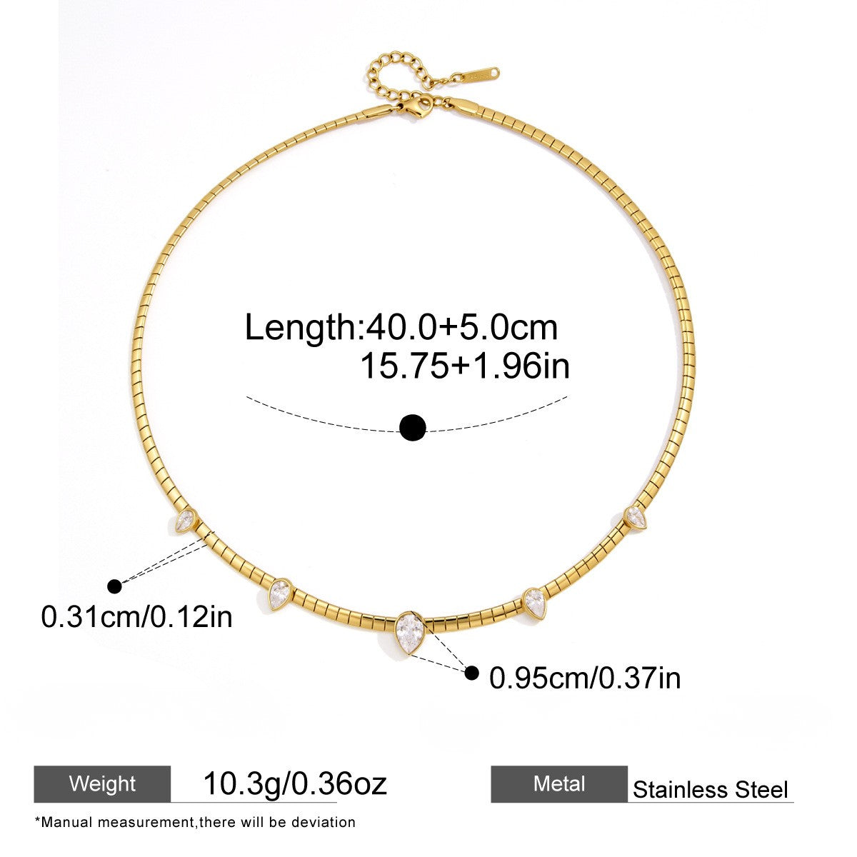 Luminous Box Chain Necklace Series — Triple Teardrop Scatter Box Chain · Gold