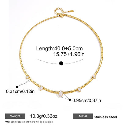 Luminous Box Chain Necklace Series — Triple Teardrop Scatter Box Chain · Gold