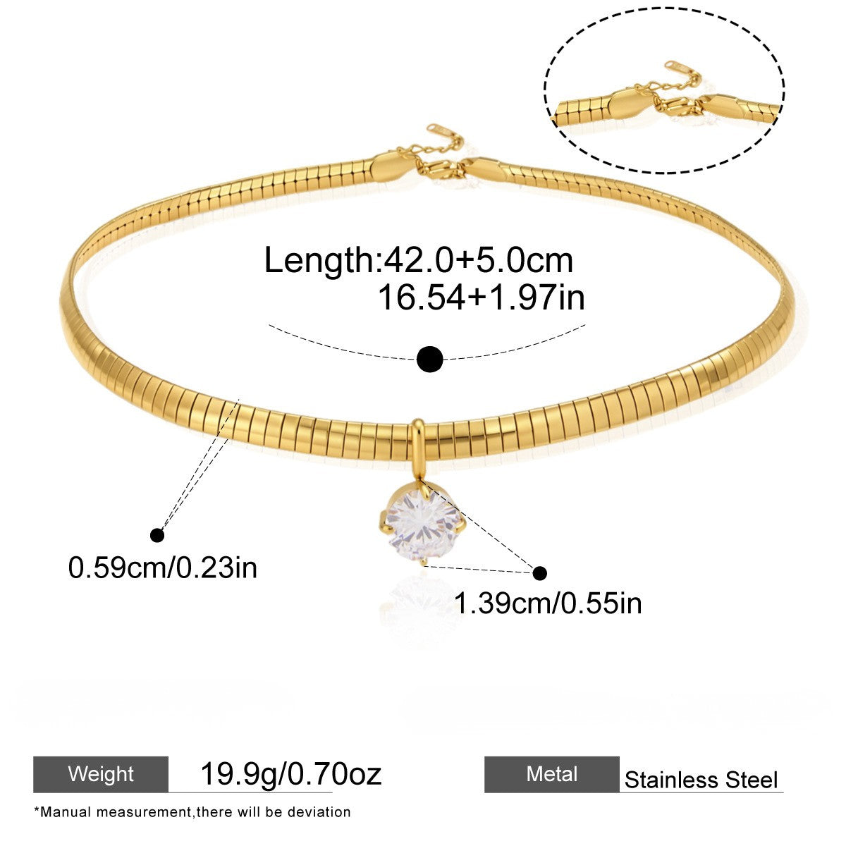 Luminous Box Chain Necklace Series — Solitaire Large Round Box Chain · Gold