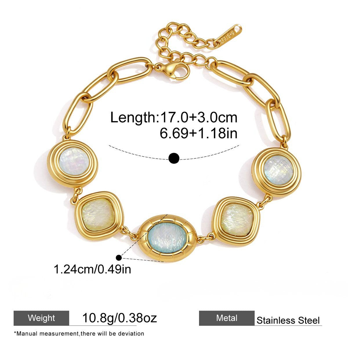 Luminous Resin Geometric Gold Jewelry Collection — Paperclip Chain Bracelet · Gold