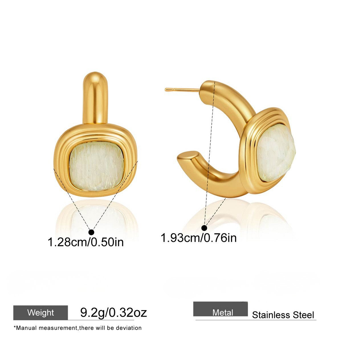 Luminous Resin Geometric Gold Jewelry Collection — C-Hoop Studs · Gold