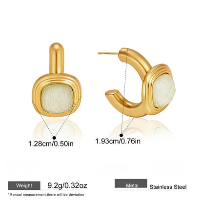 Luminous Resin Geometric Gold Jewelry Collection — C-Hoop Studs · Gold