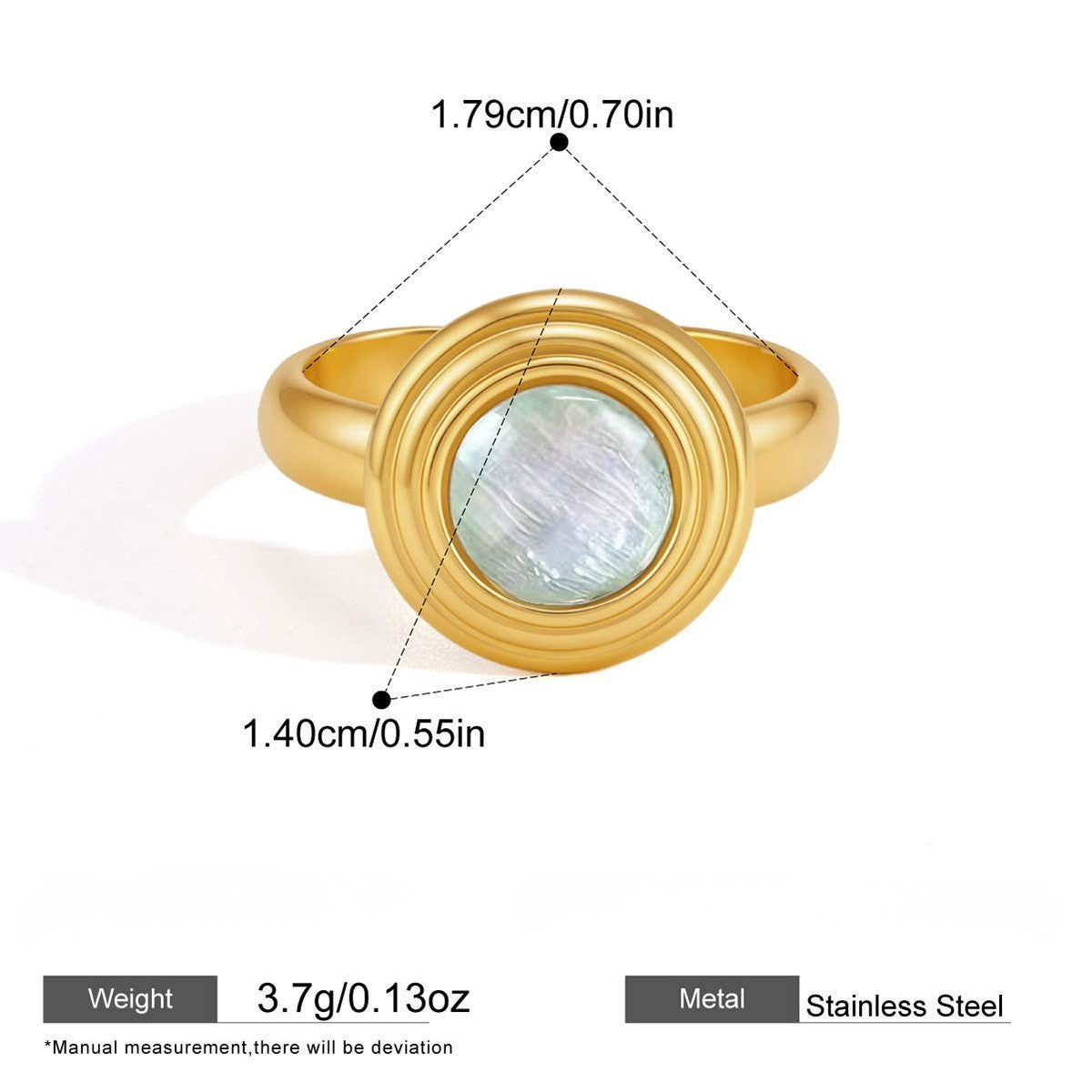 Luminous Resin Geometric Gold Jewelry Collection — Round Open Ring · Gold