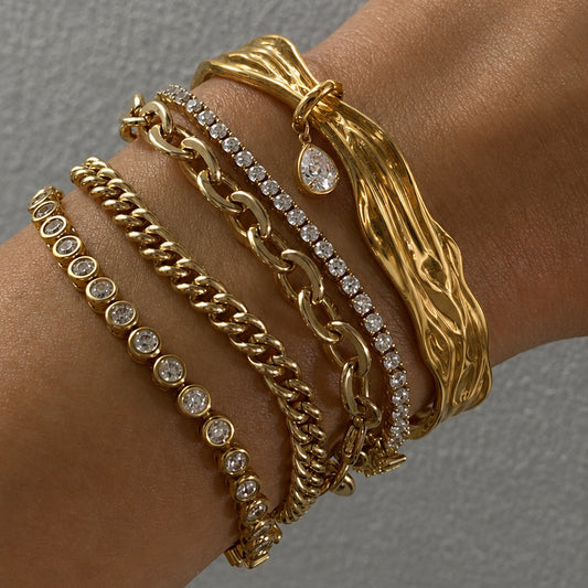 Golden Heavy Metal Stack Bracelet Collection