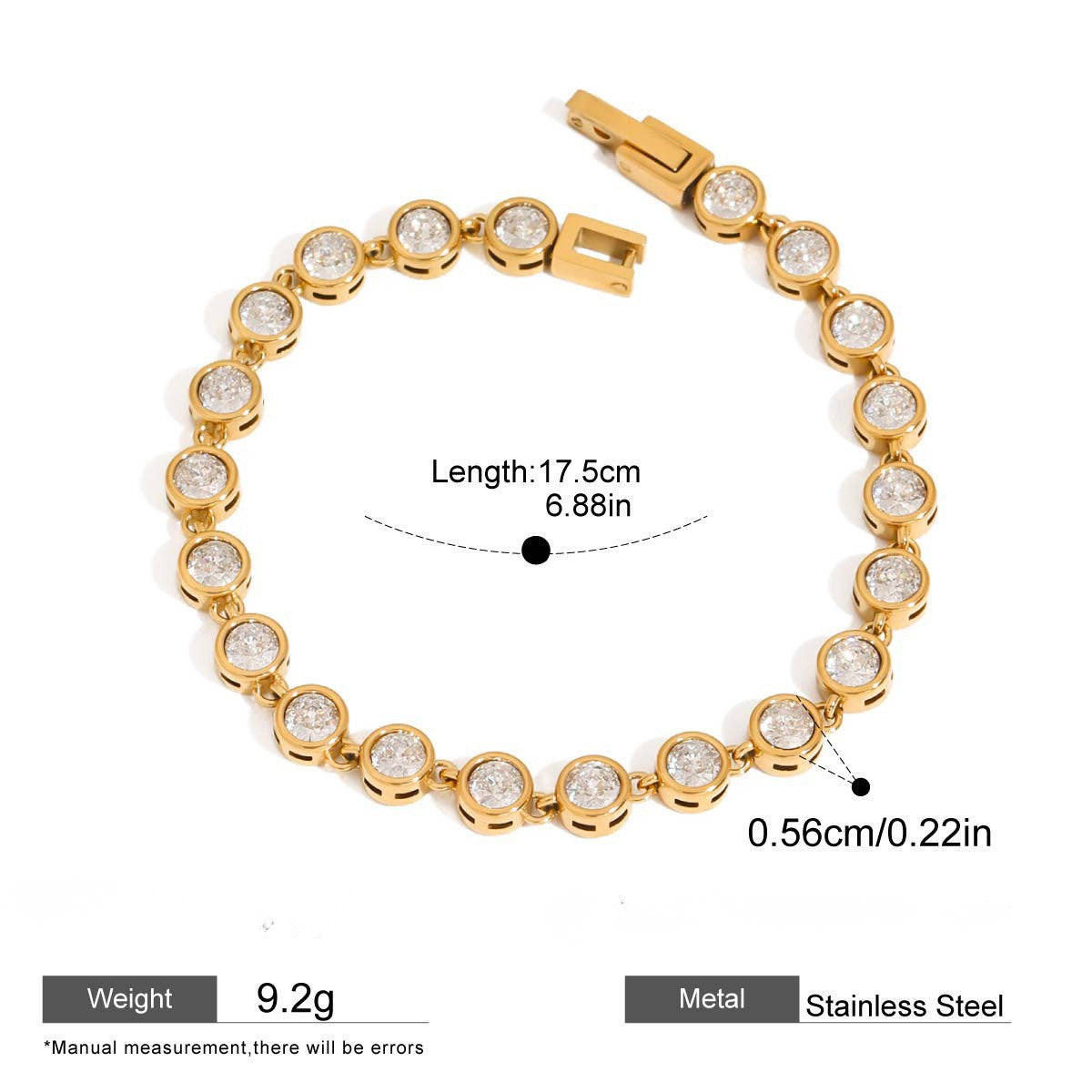 Golden Heavy Metal Stack Bracelet Collection — Bezel-Set Solitaire Link Bracelet · Gold