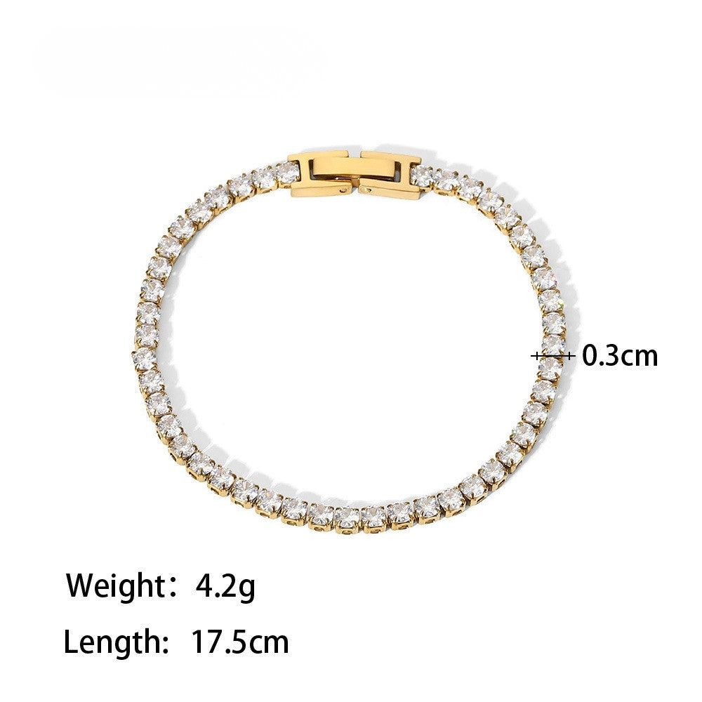 Golden Heavy Metal Stack Bracelet Collection — Pavé Crystal Tennis Bracelet · Gold