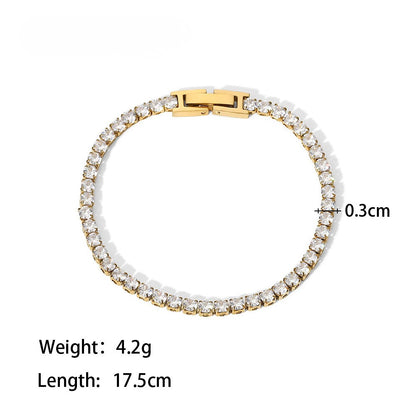 Golden Heavy Metal Stack Bracelet Collection — Pavé Crystal Tennis Bracelet · Gold