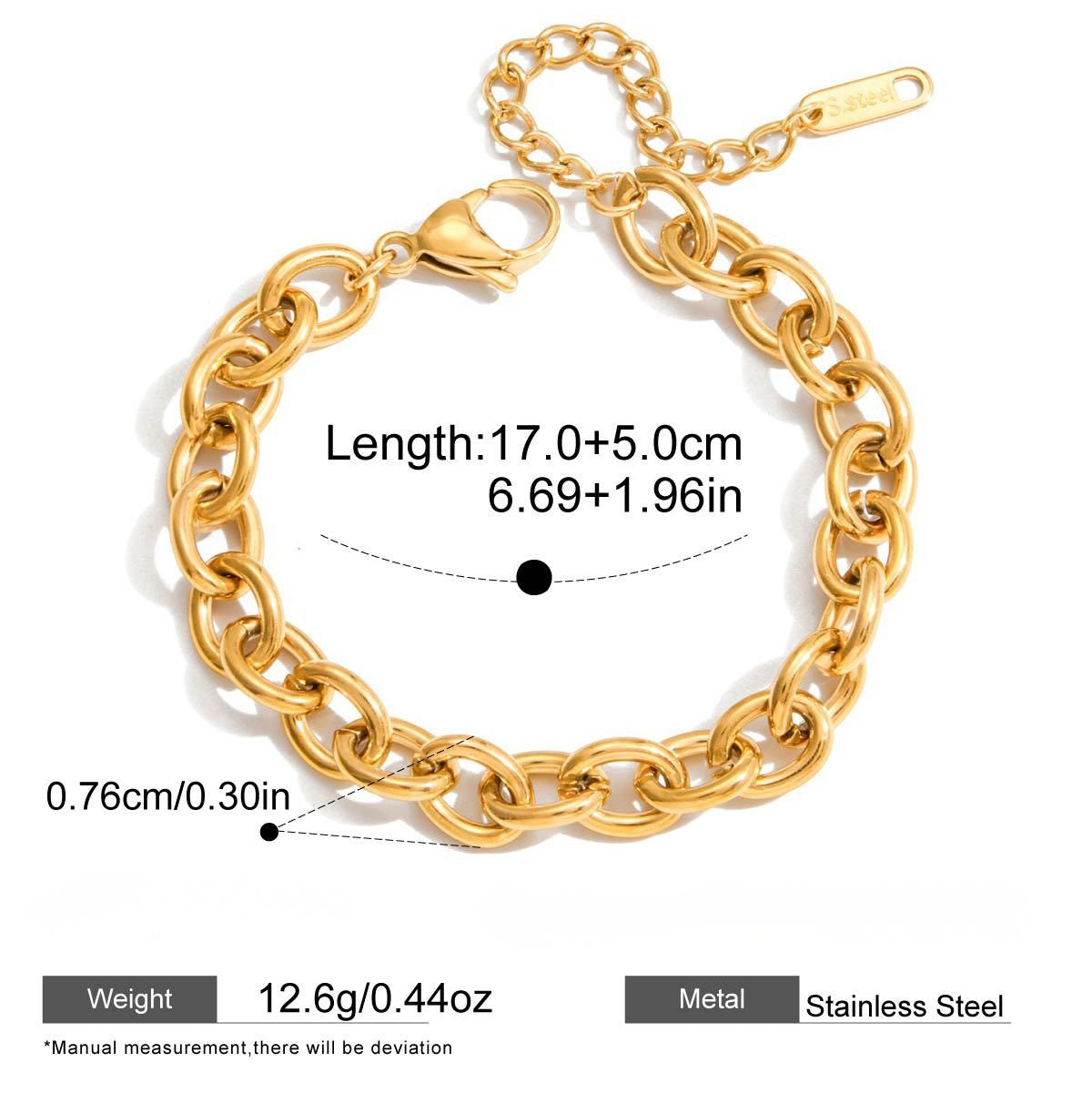 Golden Heavy Metal Stack Bracelet Collection — Chunky Paperclip Link Chain · Gold
