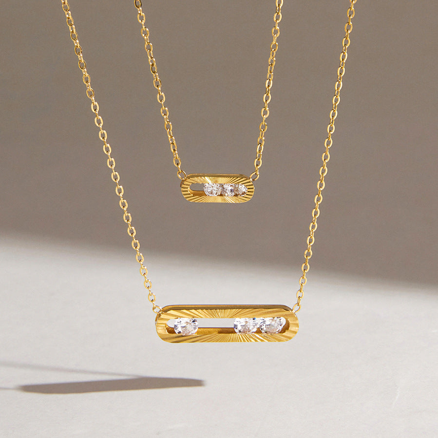 Sunray Zirconia Paperclip Necklace Series — view 5